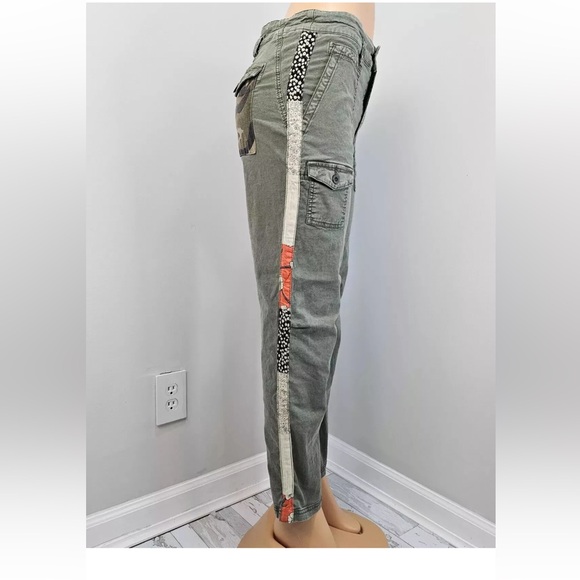 Olive Green Cargo Pants with Side Stripes - Picture 4 of 10